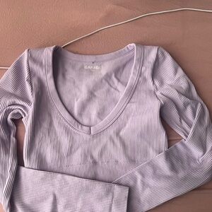 Garage Lavender Ribbed Long Sleeve Top